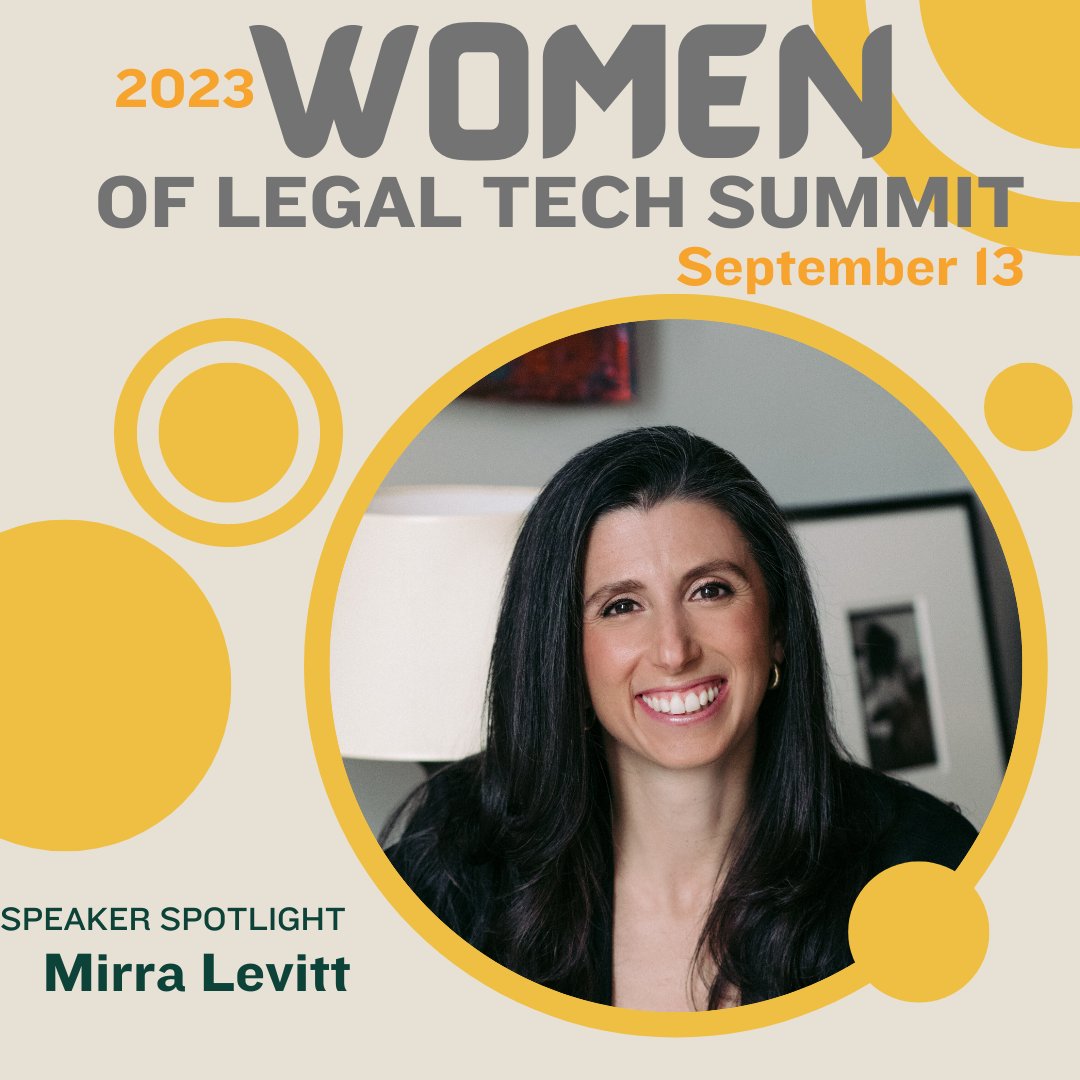 🚀 Navigating excellence in legal tech! Mirra Levitt (bit.ly/3YR9n8r) will discuss "Reasonable People: Navigating Excellence and Adequacy in Legal Tech" at the 2023 Women of Legal Tech Summit. Be a part of this fabulous event! Register bit.ly/3zx5AkK 🌟