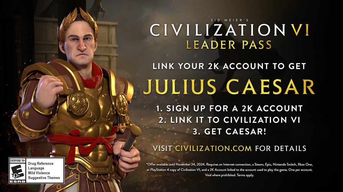 One more thing, console players… 😏 JULIUS CAESAR IS HERE. Link your @2K Account to claim Caesar RIGHT NOW! 🔗 2kgam.es/JuliusCaesar