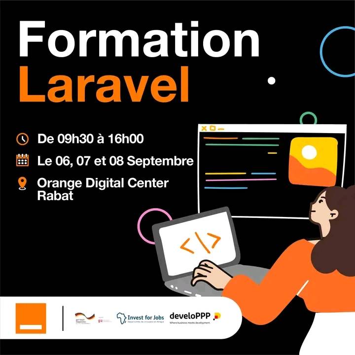 Découvrez tout le potentiel de Laravel 📷.
Embarquez pour une session de formation approfondie et apprenez à élaborer des applications web fiables et adaptatives avec le framework PHP, du 06 au 08 Septembre, a Orange Digital Center Rabat.

orangedigitalcenters.com/.../64edb76242…...