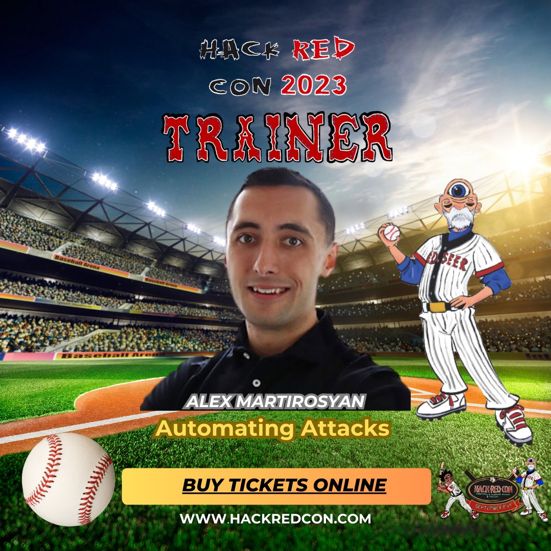 Don't miss Alex Martirosyan Training on 'Automating Attacks' Get your tickets at hackREDcon.com #hackREDcon