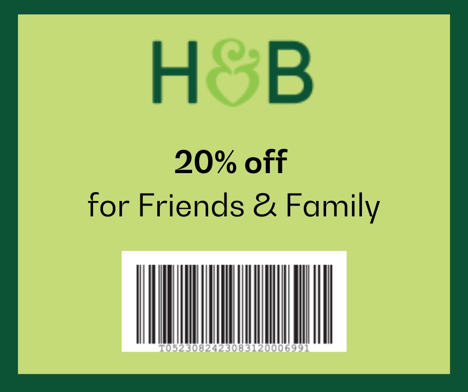 20% off Holland and Barrett! From Thursday 24th August to Thursday 31st August 2023, Holland and Barrett are offering you a 20% discount on any of their products! Scan the bar code in store to redeem.