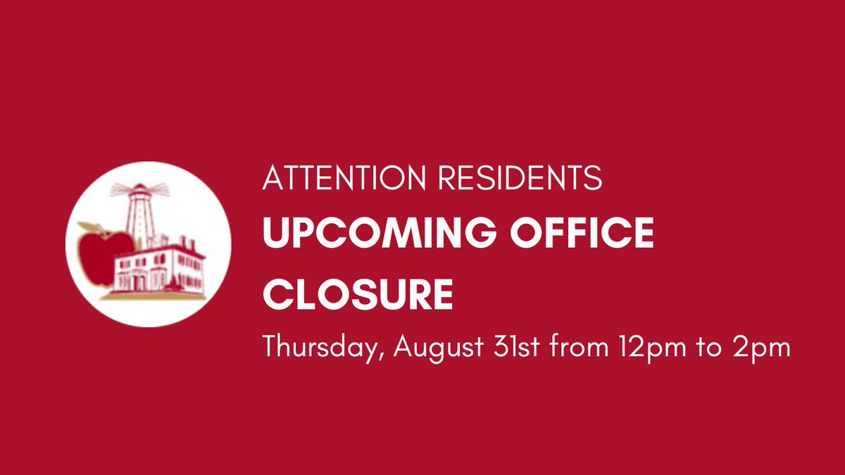UPCOMING OFFICE CLOSURE❗

Please be advised the Municipality of Brighton offices will be closed from 12pm to 2pm on Thursday, August 31st.

Thank you for your understanding!

#BrightonON