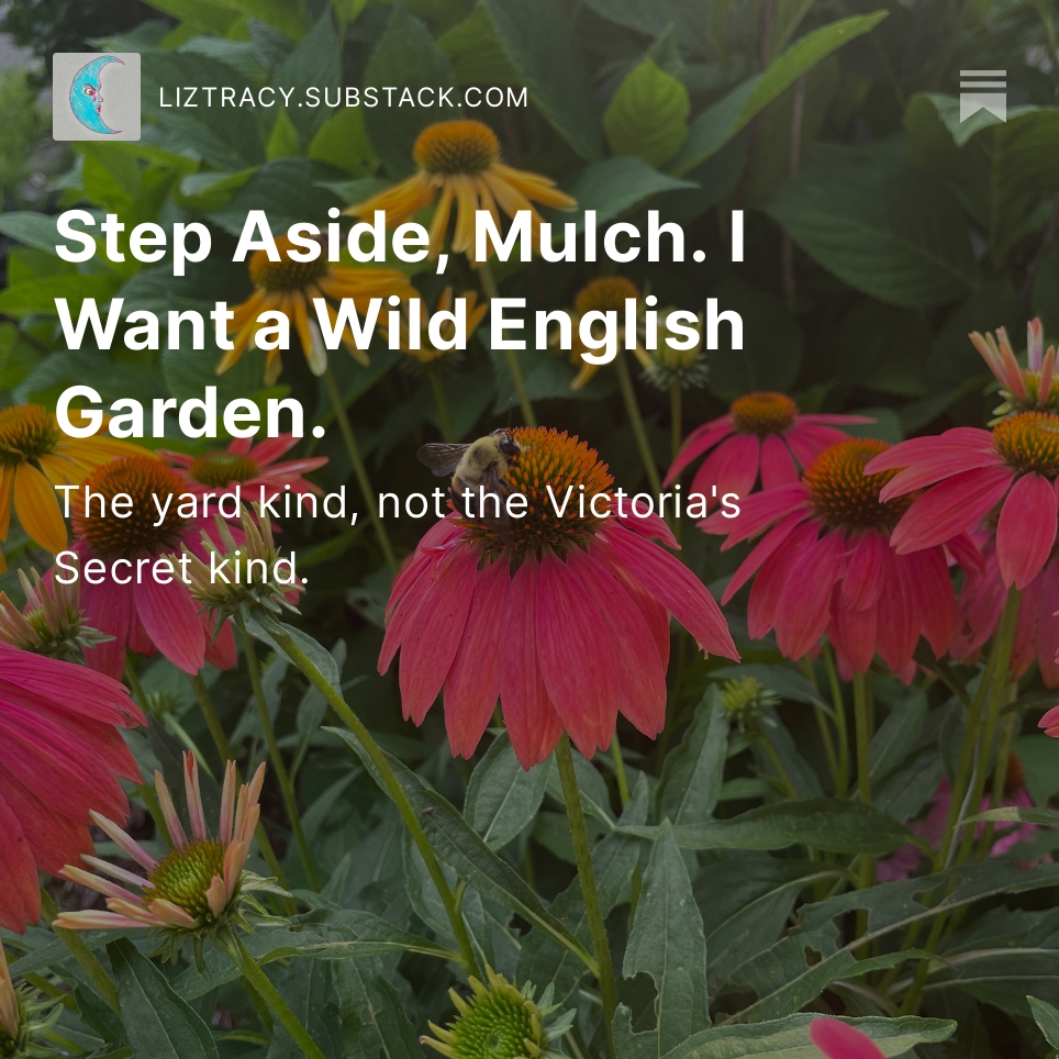 I am not <a href="/MarthaStewart/">Martha Stewart</a>, but like the queen, I do maintain my own garden. Read about my distaste for mulch and my #gardengoals in my latest newsletter. liztracy.substack.com/p/step-aside-m…