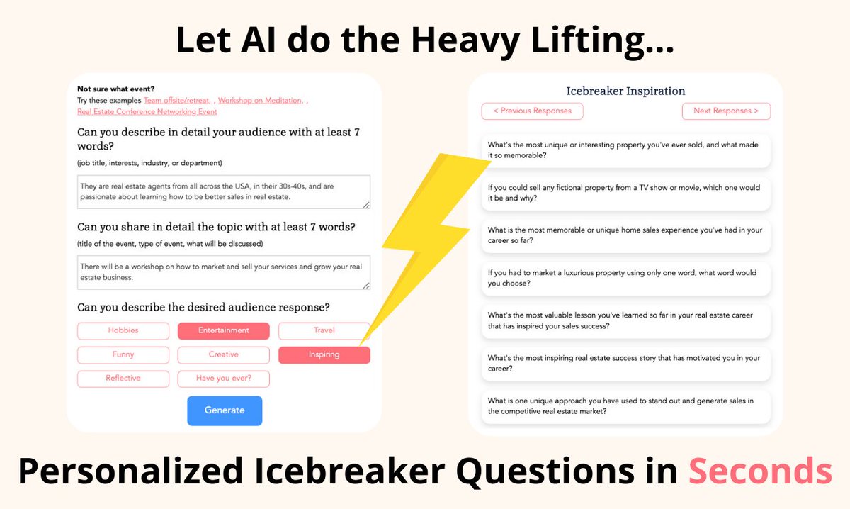dantyre's tweet image. 🎉 Break the Ice with Ease! ❄️ Remo’s AI Icebreaker Question Generator is every event planner&apos;s ultimate sidekick! Craft personalized ice-breakers for easier connections! ⚡️➡️ Check it out for free: bit.ly/3PfT9SM #EventPlanning #Networking #AIEventTools #Icebreakers