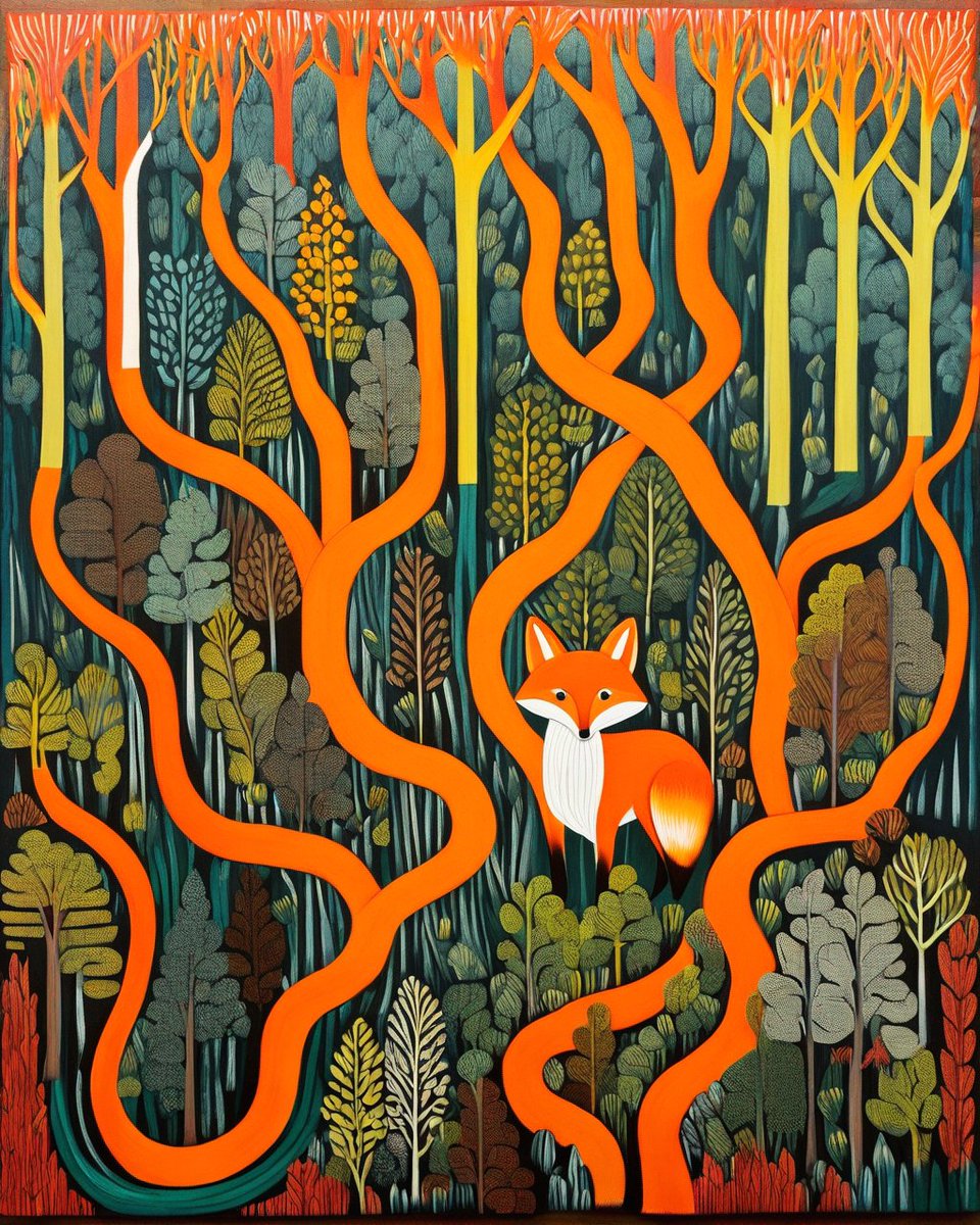 kovakavics's tweet photo. Mix of Art Brut and Op Art is always a nice outcome - #aiart #aiprint #opart #fox #artbrut https://t.co/TggOc7UAlX