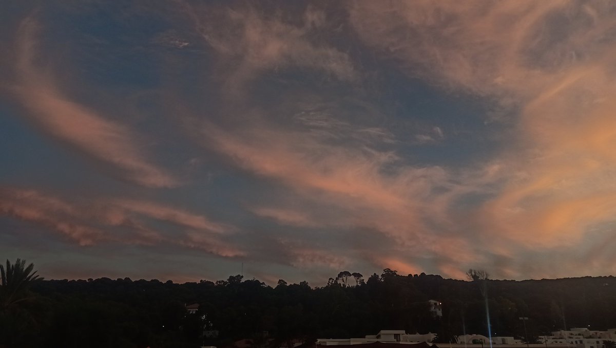 Bleu_kAoRi's tweet photo. Light pink sky up on the roof, sun sinks down, no curfew https://t.co/Fgu0kQHnPg