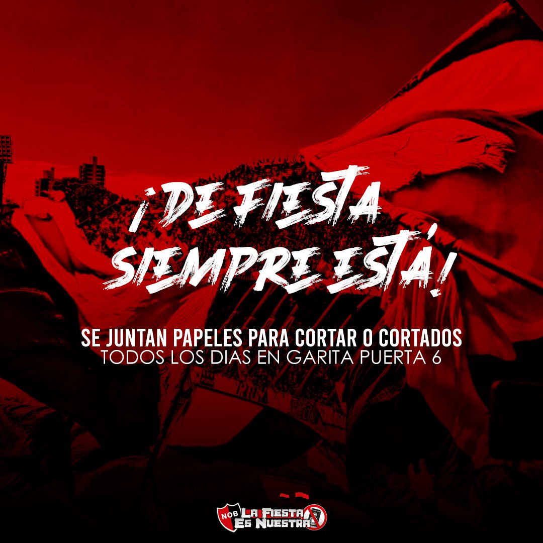 ¡De fiesta siempre está!🚩🏴

Leproso, si tenes papeles para cortar o ya cortados acercate hasta el club a dejarlos en la garita de la puerta 6.
¡La fiesta es nuestra siempre!