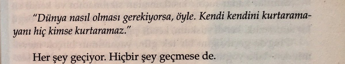 “Kendi kendini kurtaramayanı hiç kimse kurtaramaz.”

[Tezer Özlü / Yaşamın Ucuna Yolculuk]