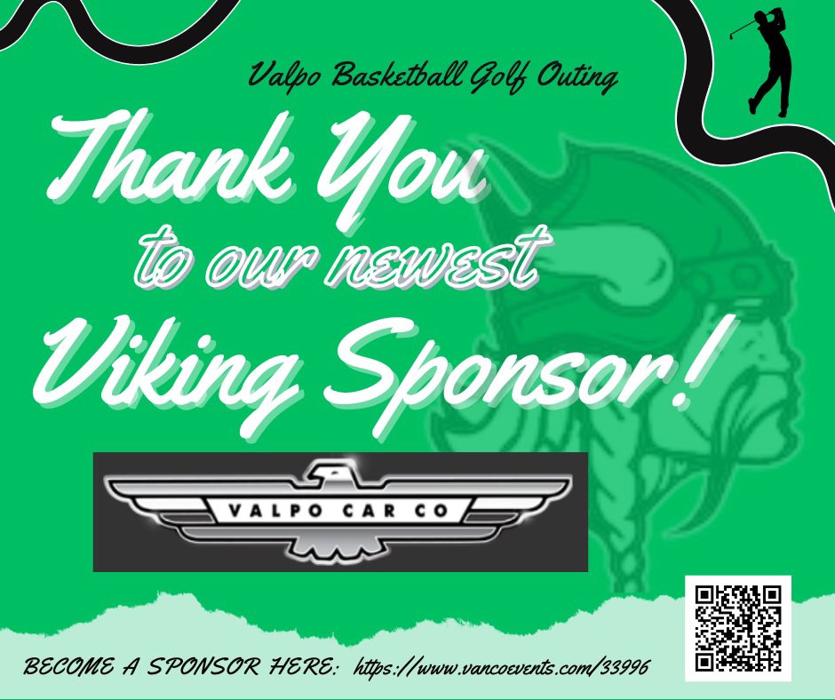 vhsboyshoops's tweet photo. Thank you to the newest Viking Sponsor for our golf outing - Valpo Car Co!
We appreciate your support!

Register here: https://t.co/8XwVOdoa7B https://t.co/UTdicdjaAF