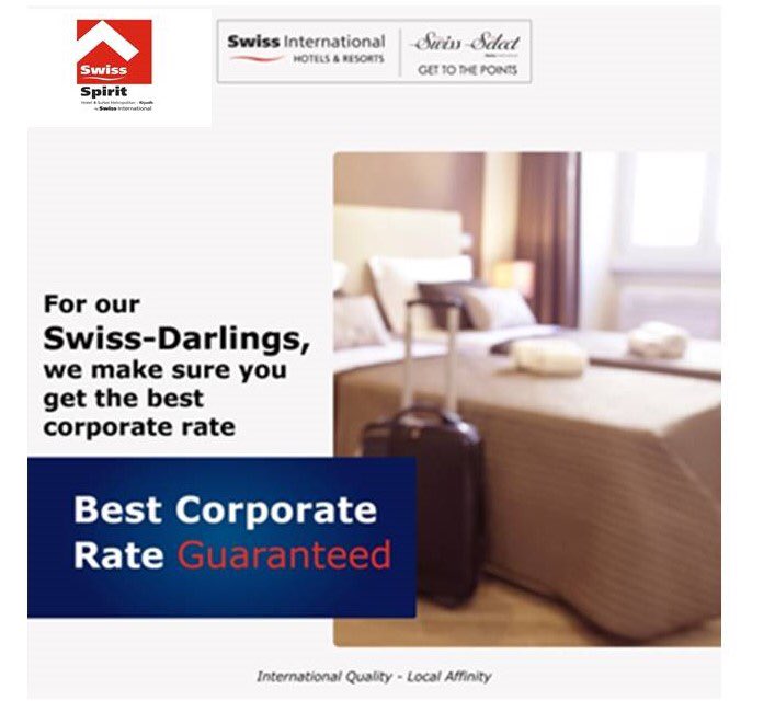 As partner we make sure you get the best rates and values 

Visit us at bit.ly/3DPNiO2 / bit.ly/33xqdRn
For reservations and inquiries:
0114857777 / 0112349999
#hotels #Swissinthotels #swissspirithotels #swissdarlings #corporatepartner #Saudi_Arabia #Riyadh