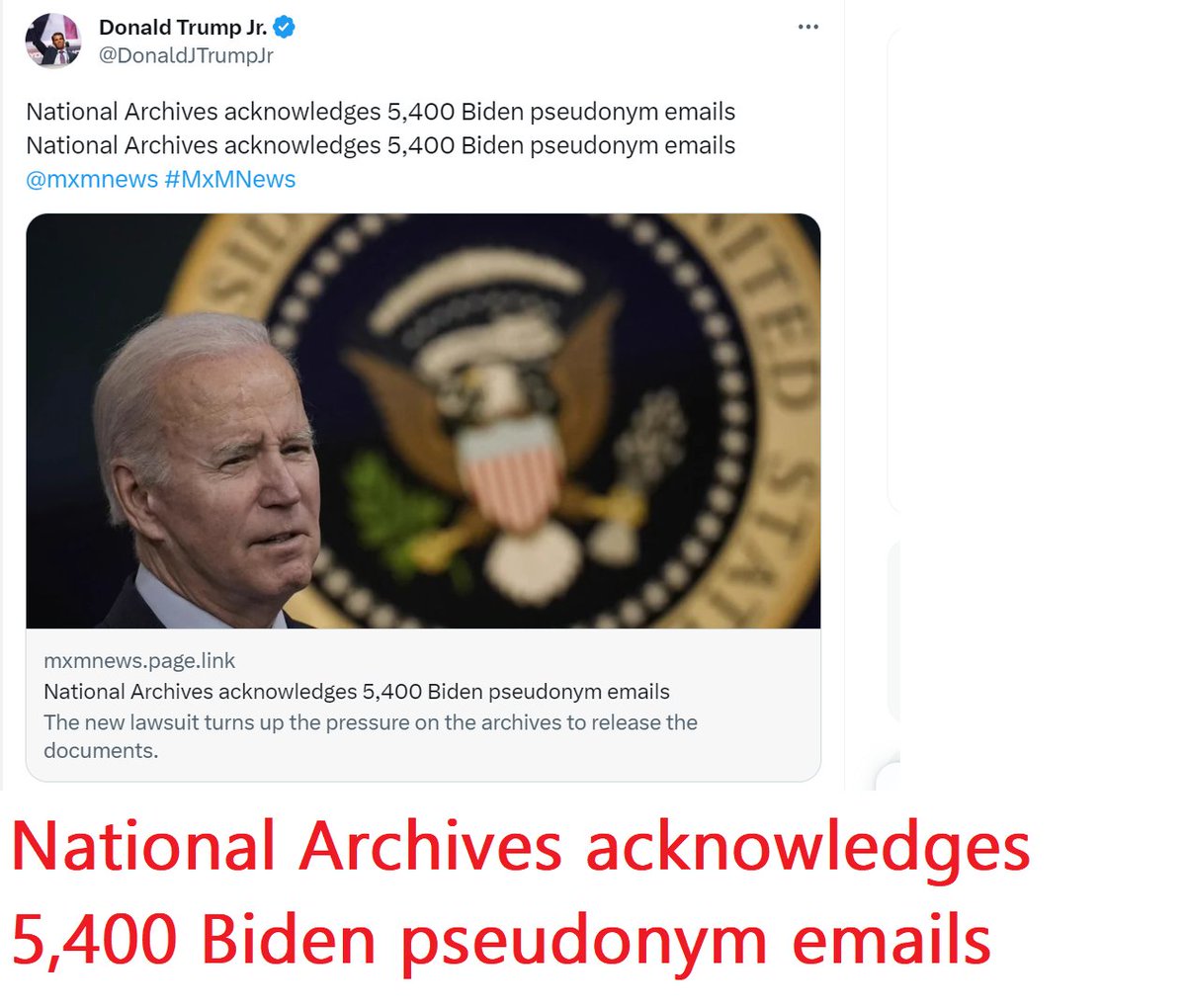 🇺🇸❤️PATRIOT FOLLOW TRAIN❤️🇺🇸 🇺🇸❤️HAPPY TUESDAY AFTERNOON❤️🇺🇸 🇺🇸❤️DROP YOUR HANDLES ❤️🇺🇸 🇺🇸❤️FOLLOW OTHER PATRIOTS❤️🇺🇸 🔥❤️LIKE & RETWEET IFBAP❤️🔥 🇺🇸❤️PRAY FOR TRUMP❤️🇺🇸 National Archives acknowledges 5,400 Biden pseudonym emails