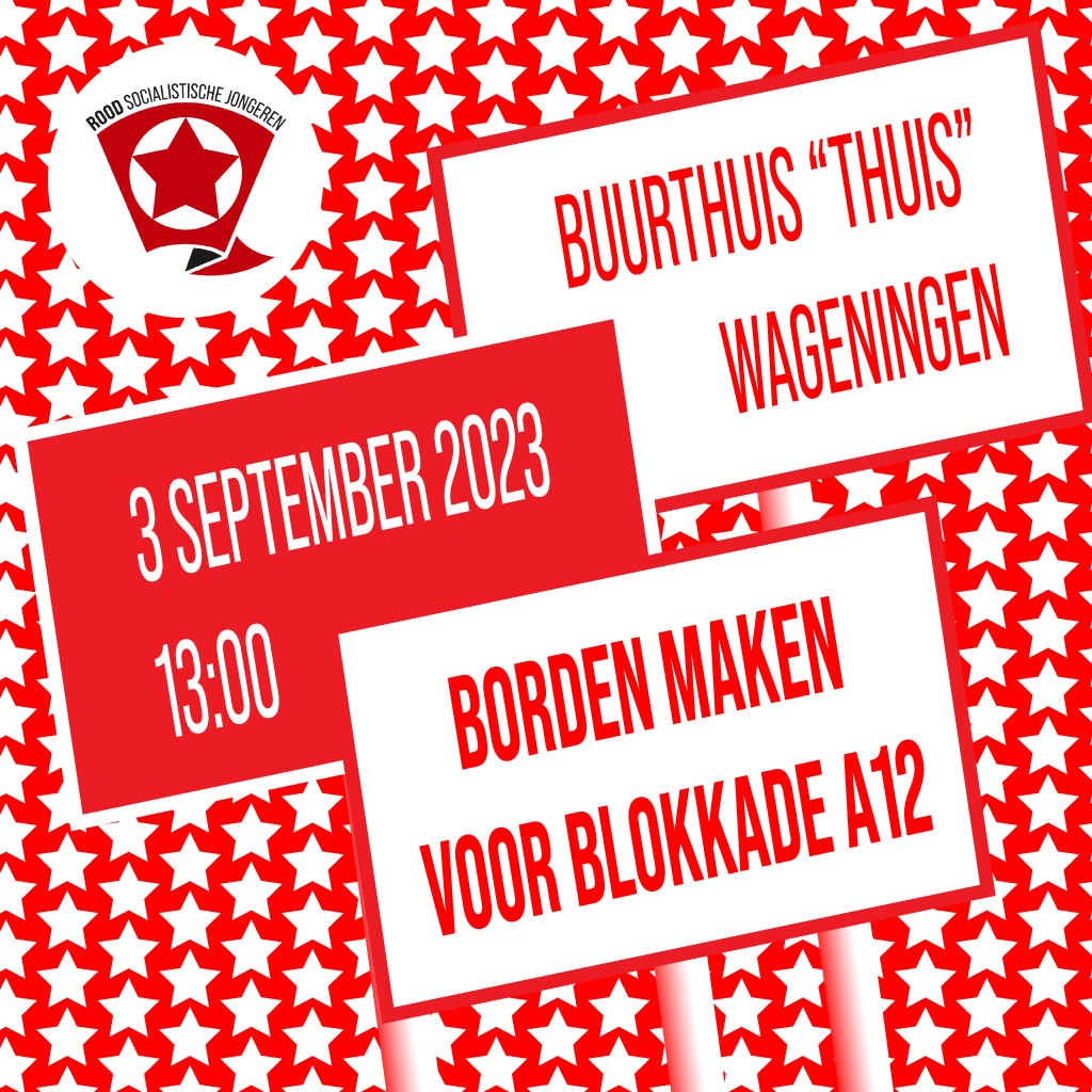 Over ruim een week vindt de blokkade van de A12 plaats en daar moeten natuurlijk borden voor worden gemaakt. Daarom organiseren we op zondag 3 september vanaf 13:00 een middag waar we gezamenlijk protestborden gaan maken in buurthuis "Thuis" in Wageningen (Stationsstraat 32)