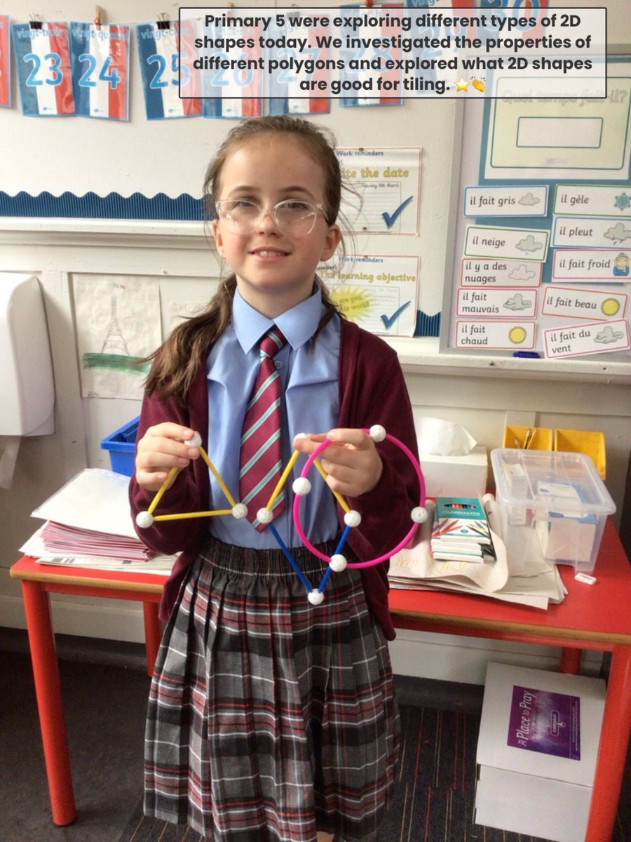 StCharlesGla's tweet image. Primary 5 were exploring different types of 2D shapes today. They investigated the different properties of #Polygons and explored what #2DShapes are best for tiling. #ShapePositionAndMovement