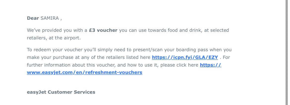 Samirarochelle1's tweet photo. @easyJet travelling with a 2 month old baby &amp; my partner and we get £3 between us for food due to delays! Are u actually mugging me off ?? Might be able to get a scoop of formula for that cheers xoxo 
Sons crying https://t.co/fyRO7DAdeh