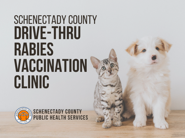 Keeping your pet’s rabies vaccines up to date is crucial for their safety and for the health of our community. Schenectady County Public Health Services is hosting a free drive-thru vaccination clinic for cats, dogs, and ferrets on 9/23. Learn more: schenectadycountyny.gov/rabies-vaccine