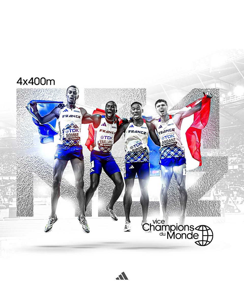 🥈 𝗩𝗜𝗖𝗘-𝗖𝗛𝗔𝗠𝗣𝗜𝗢𝗡𝗦 𝗗𝗨 𝗠𝗢𝗡𝗗𝗘 ! 🇫🇷

#createdwithadidas @adidasFR

#WorldAthleticsChamps