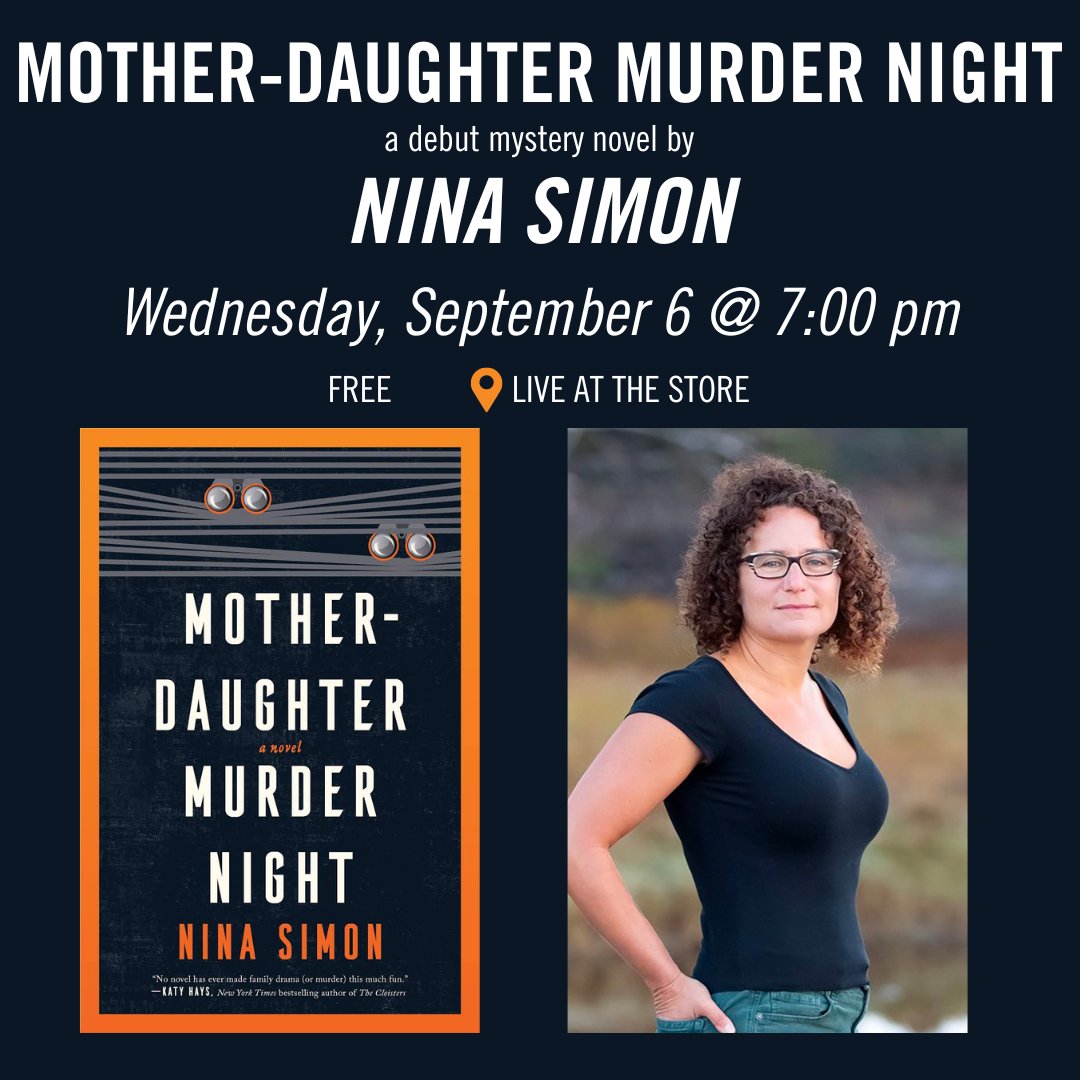 Bookshop West Portal (@bookshopwp) on Twitter photo Sept 9 at 7 pm, we are thrilled to welcome in <a href="/ninaksimon/">Nina Simon</a> to discuss her debut mystery novel Mother-Daughter Murder Night! It's a whodunit set in Monterey Bay and follows mother, daughter, and grandmother as they must rely on each other while finding answers to grisly questions. Sept 9 at 7 pm, we are thrilled to welcome in <a href="/ninaksimon/">Nina Simon</a> to discuss her debut mystery novel Mother-Daughter Murder Night! It's a whodunit set in Monterey Bay and follows mother, daughter, and grandmother as they must rely on each other while finding answers to grisly questions.