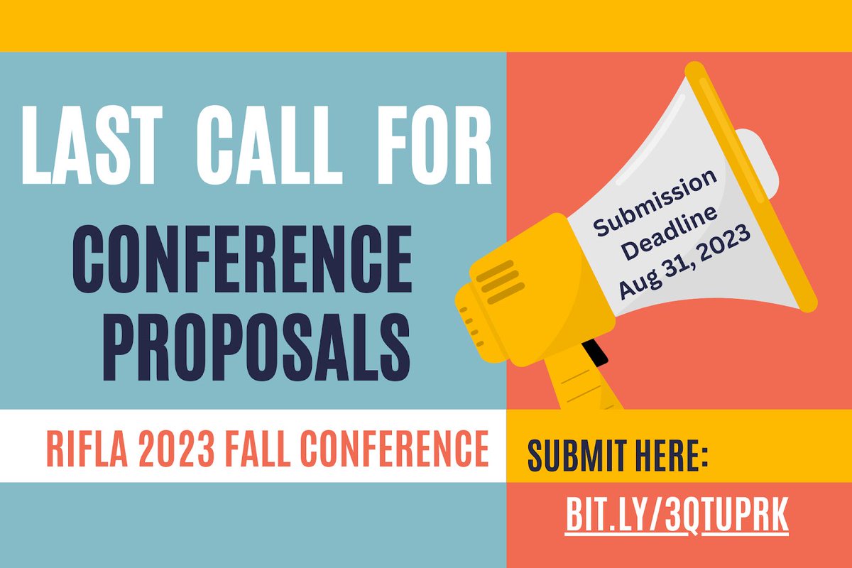 RIFLAonline's tweet photo. LAST CALL - #RIFLA Fall Conference presentation proposal deadline is two days away - August 31. Get those proposals in: https://t.co/YMfR84QdJT https://t.co/ave5C38Jy7