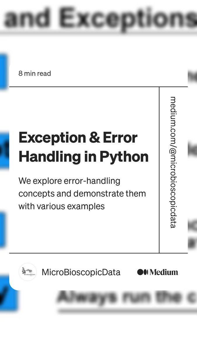 Read this story from MicroBioscopicData on Medium: pub.towardsai.net/exception-erro…
