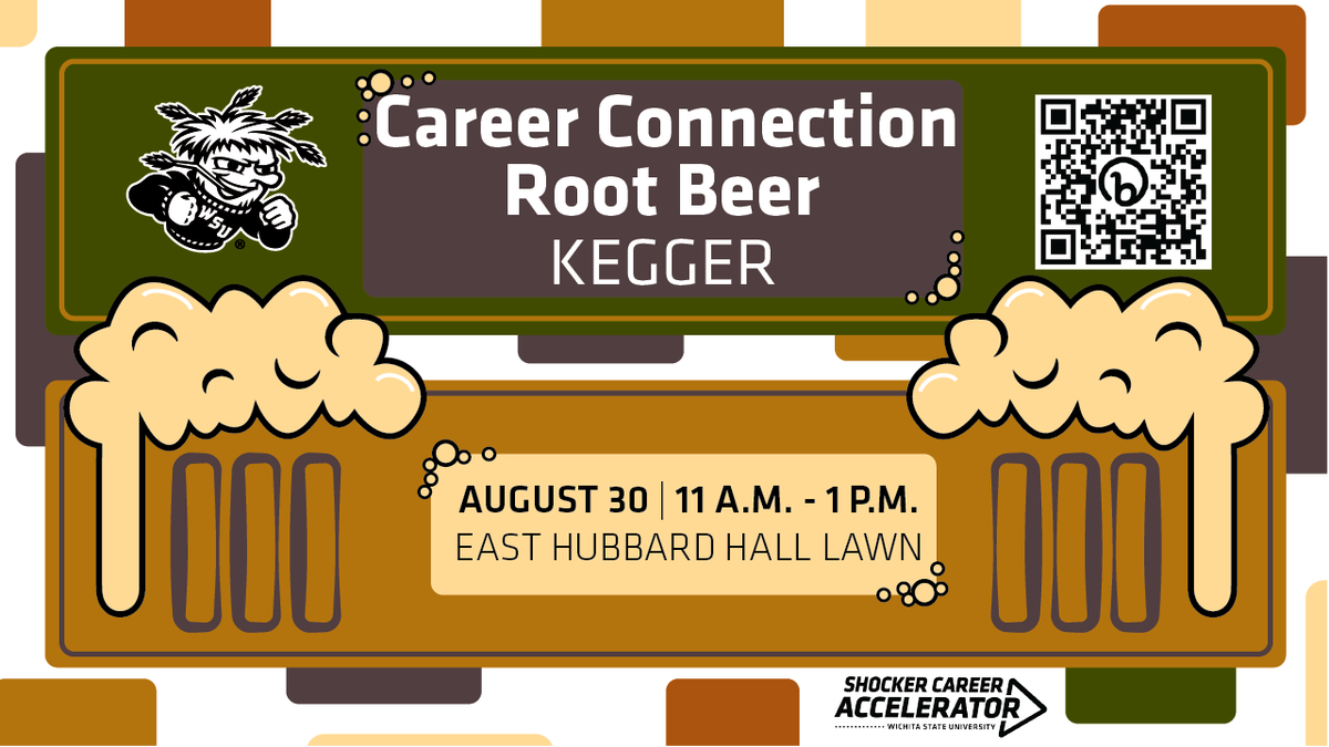 Don't miss out on an incredible opportunity to engage with 60+ employers at <a href="/ShockerCareer/">Shocker Career Accelerator</a>'s Career Connection Root Beer Kegger from 11 a.m.-1 p.m. tomorrow (Aug. 30) at the east lawn of Hubbard Hall! WSU IDs are required and dress casually!