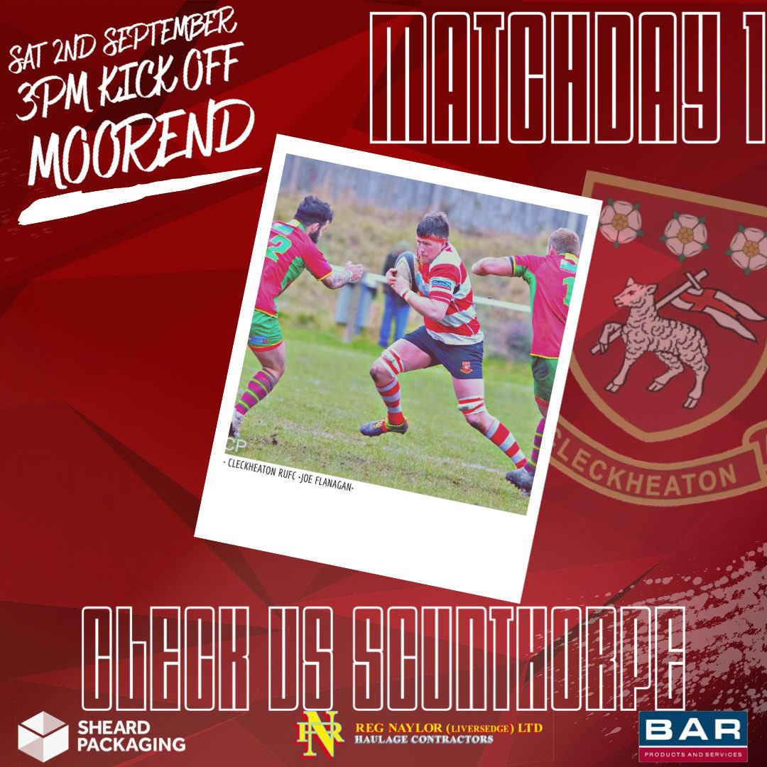 League rugby returns this weekend to Moorend,

🆚 <a href="/ScunthorpeRUFC/">Scunthorpe RUFC</a> 
📅 02/09/23
⏰ 15:00
🏆 Regional 1 -  North East
📍 (H) Moorend, BD19 3UD

Come and support the Lambs 

🔴⚪️🔴⚪️🔴⚪️🔴⚪️🔴⚪️