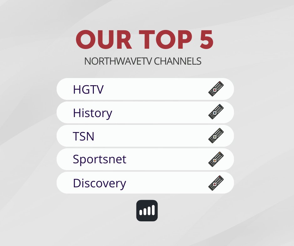 We surveyed our staff to see what their favourite #NorthWaveTV channels are and these are the results! 📺

What channels are you currently watching on television?