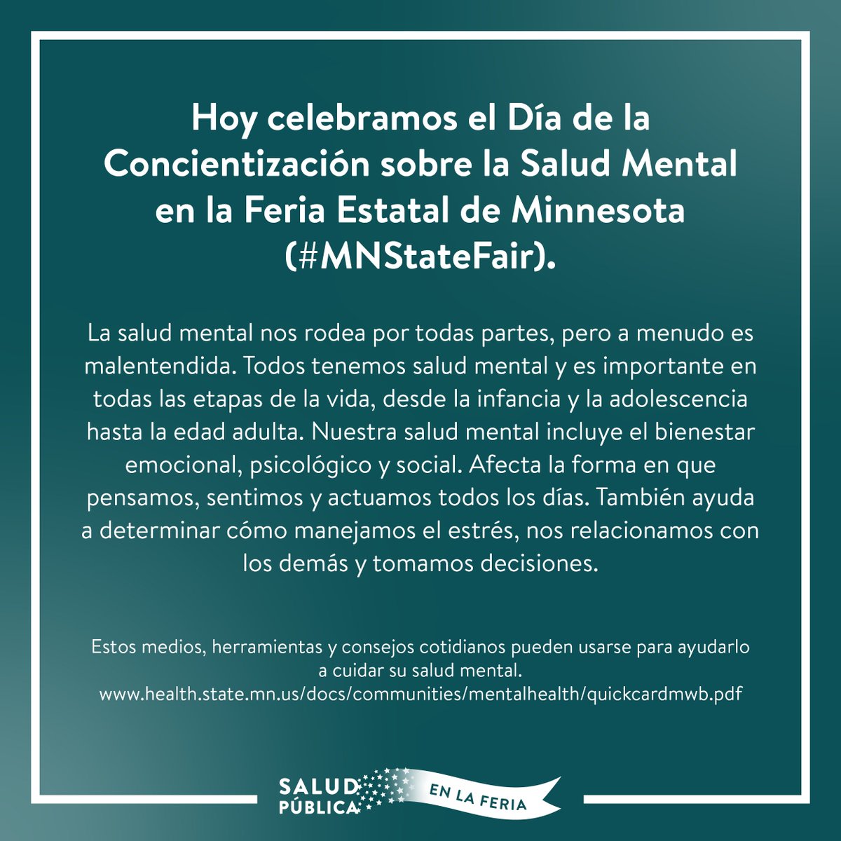 mnhealth's tweet photo. Today we are celebrating Mental Health Awareness Day at the #MNStateFair. We encourage everyone to talk about their mental health. 1/ https://t.co/uhW36IgN9c