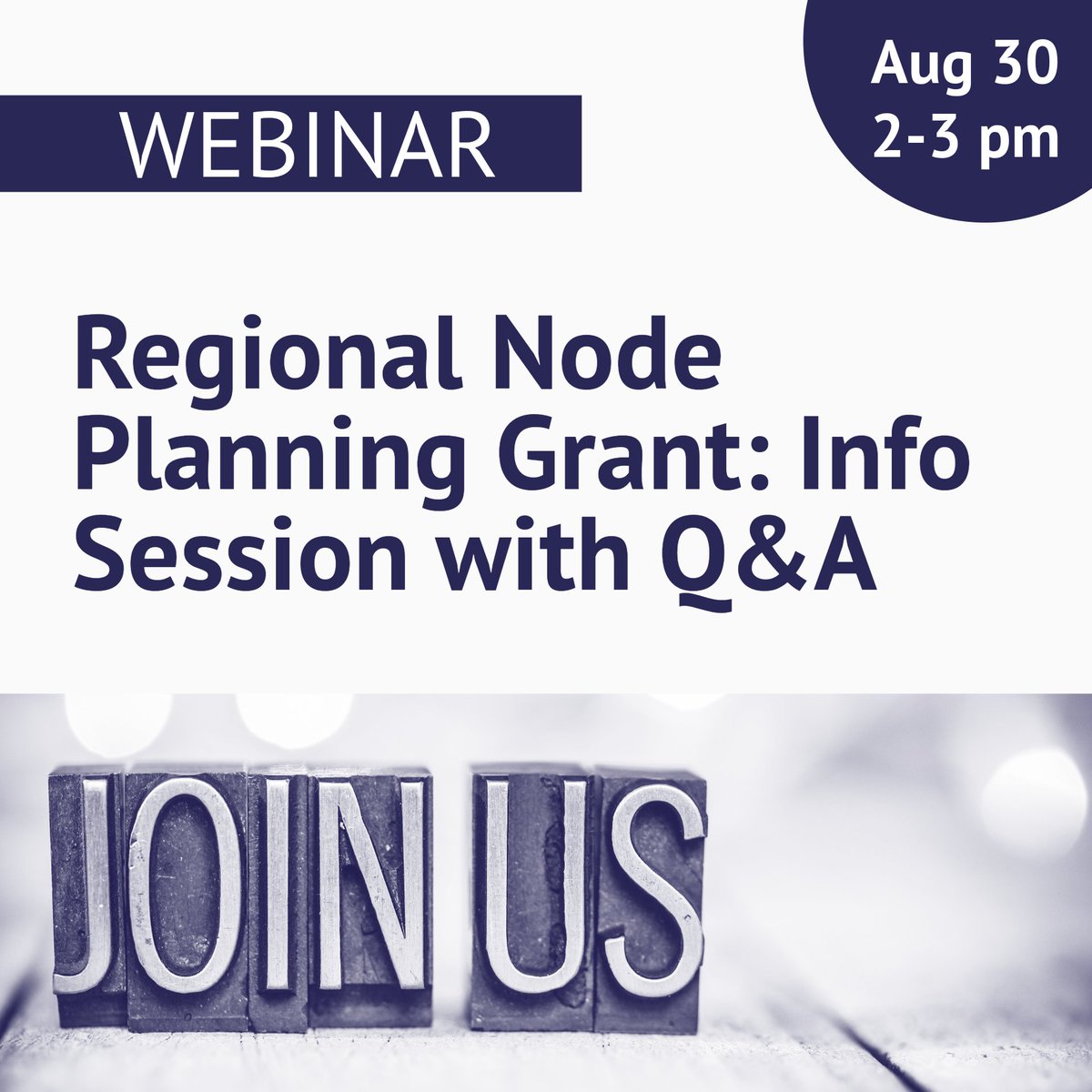 🌟TOMORROW! 🌟 Not too late to register. Join us Wednesday, August 30, from 2-3pm for the Regional Node Planning Grant: Info Session with Q&A! Register Today!  forms.gle/NDHY4Z4Ze7L1m4…