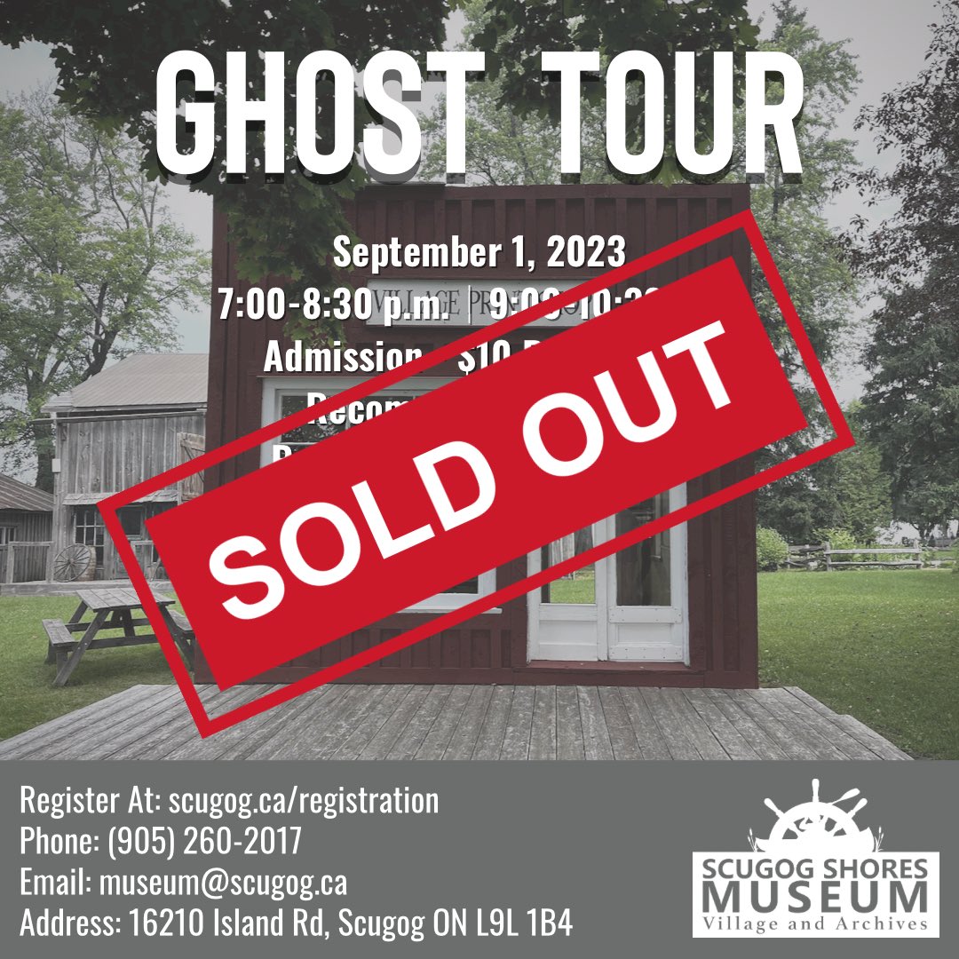Our Ghost Tour is sold out! Please stay tuned for further details.

#ghosttour #scugogshoresmuseum #townshipofscugog #paranormal #haunted #fun