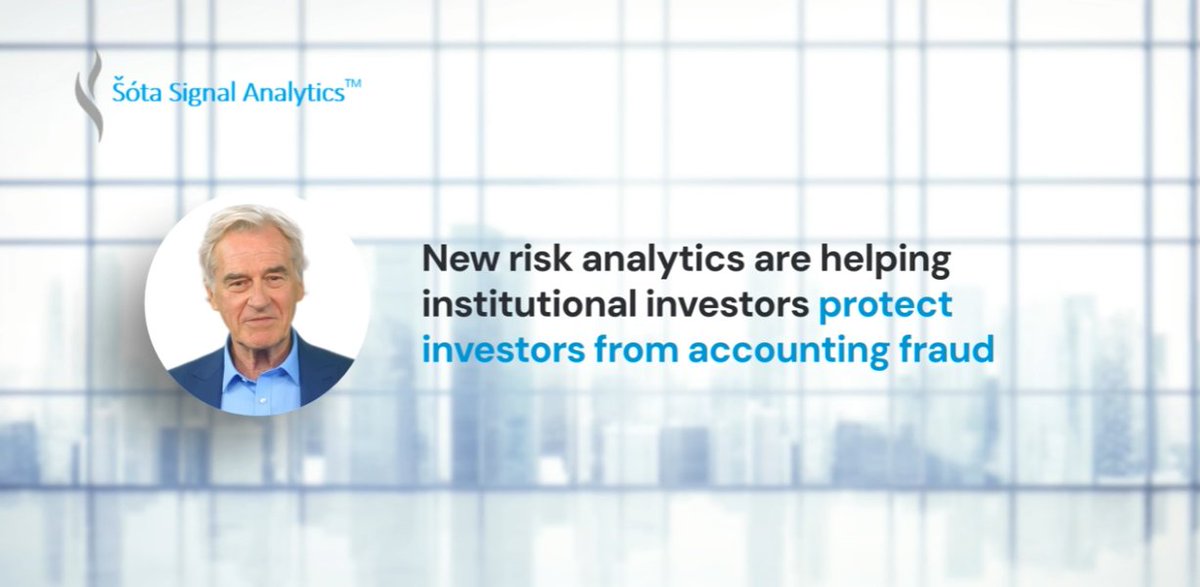 Investor Protection: New risk analytics are helping institutional investors protect investors from accounting fraud 👉youtu.be/pAnrzFAUB5Y (2:00) CC: @cfo @WSJ @TechCrunch @Bloomberg @FinancialTimes @TheACFE #ŠótaSignalAnalytics #TechForGood #risk #accountingfraud