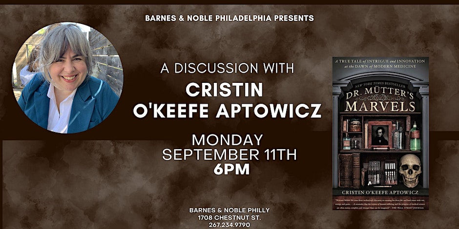 Cristin O'Keefe Aptowicz (@coaptowicz) on Twitter photo Hey Philly! I'm coming out next week & doing a DR MUTTER'S MARVELS event at <a href="/BNPhillyPA/">Barnes & Noble Philly</a> on Mon Sept 11th at 6pm! It's FREE! See you then! Hey Philly! I'm coming out next week & doing a DR MUTTER'S MARVELS event at <a href="/BNPhillyPA/">Barnes & Noble Philly</a> on Mon Sept 11th at 6pm! It's FREE! See you then!