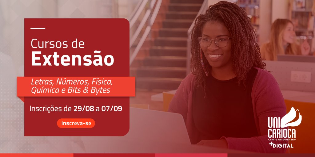 Bora dar um gás nos estudos?

Não perca a oportunidade de participar do Curso de Extensão em Letras, Números, Química, Física e Bits&amp;Bytes On-line 2023.2! 

Não perca tempo! 

As inscrições estão abertas até o dia 07/09!  

Inscreva-se já: bit.ly/3Eh7QPj