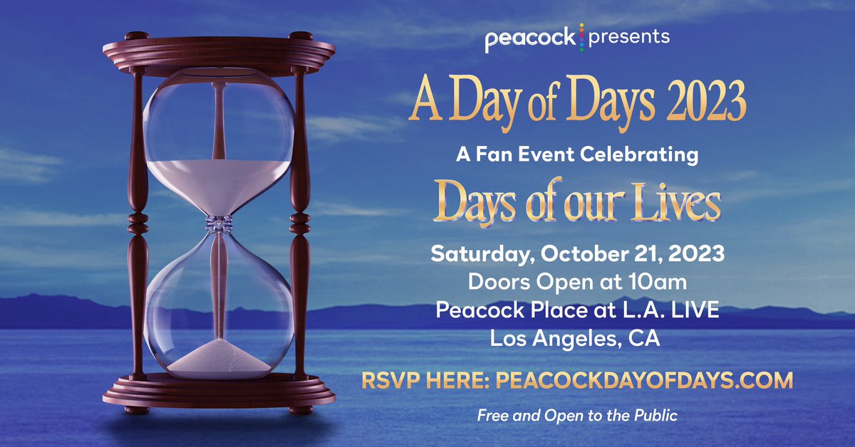 Looking forward to seeing everyone at a Day of Days!! <a href="/peacock/">Peacock</a> <a href="/DaysPeacock/">Days of our Lives</a> PeacockDayofDays.com #DayofDays #DayofDays2023
