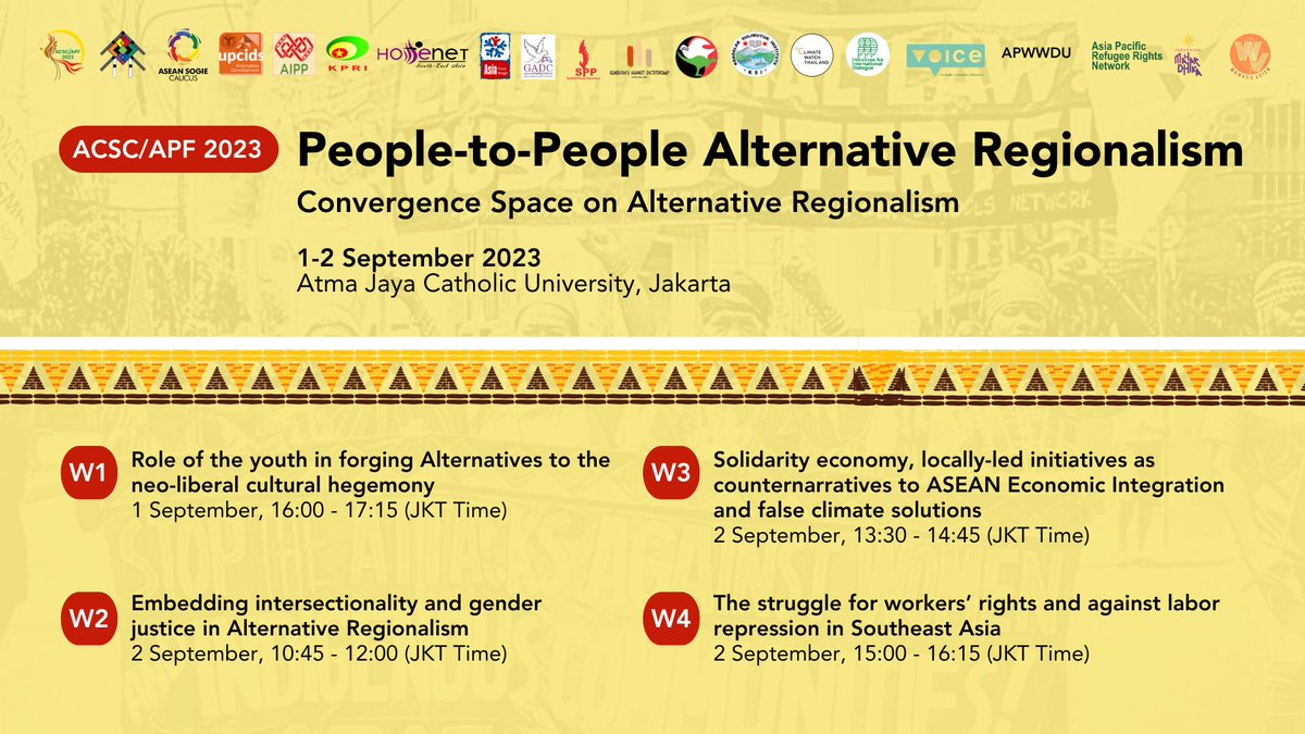 New event! 
📅1st &amp; 2nd Sept

Many allies across SEA come together for  (ACSC/APF 2023) "People-to-People Alternative Regionalism, Convergence Space on Alternative Regionalism" in Jakarta.