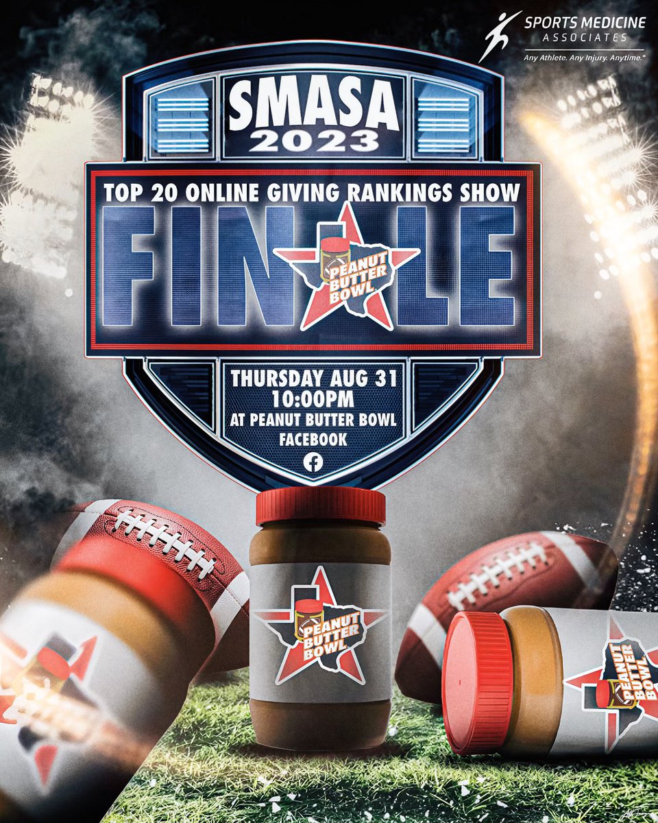 Thursday 10am the finale for SMASA Top 20 Online Giving PeanutButterBowl.com will be live from our Facebook. Online Results are tabulated and will be announced. We are awaiting final on-campus counts to LATER announce overall results and ALL of our COMBINED EFFORTS! Every jar