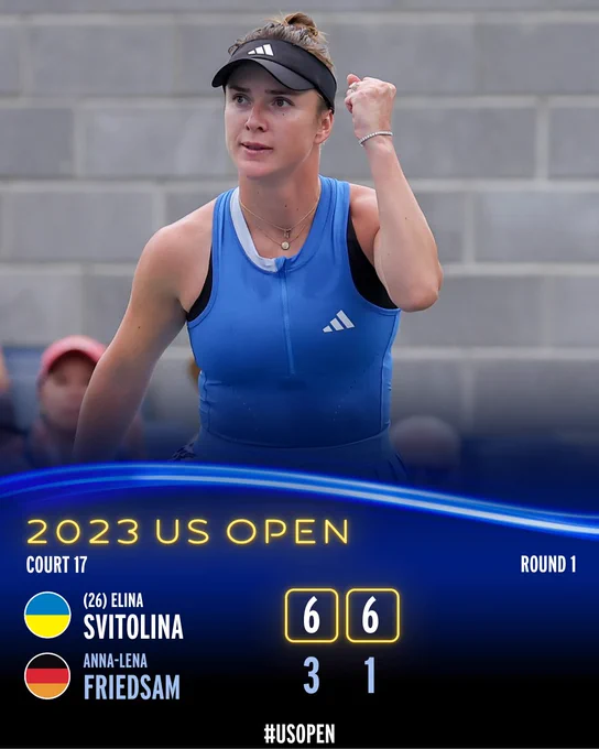 Graphic: Elina Svitolina defeats Anna-Lena Friedsam 6-3, 6-1 in Round 1.