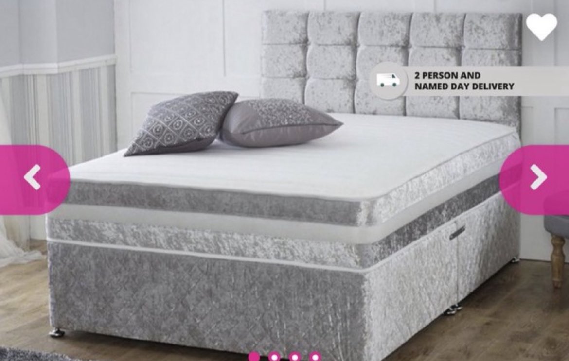 🚨 LESS THAN HALF PRICE 🚨 Crushed Velvet Divan Bed With Memory Sprung Mattress 😴 👉 awin1.com/cread.php?awin…