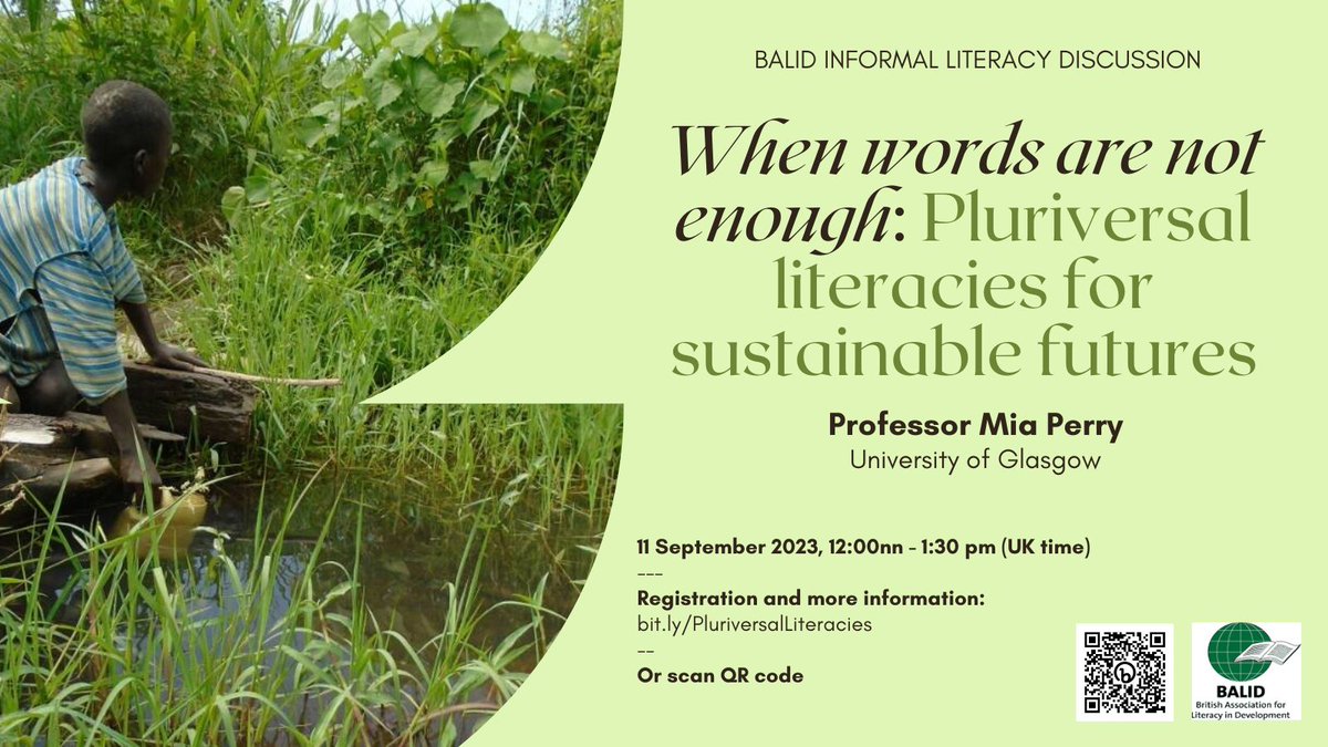 BALID (@balid_literacy) on Twitter photo We're excited for our next #InformalLiteracyDiscussion led by <a href="/MiaJPerry/">Prof Mia Perry</a> of <a href="/UofGEducation/">School of Education</a> on 'Pluriversal literacies for sustainable futures'! Join us online in this impt conversation, in time for #LiteracyDay2023!
📅11 Sept 2023, 12nn-130pm, UK time
🔗bit.ly/PluriversalLit… We're excited for our next #InformalLiteracyDiscussion led by <a href="/MiaJPerry/">Prof Mia Perry</a> of <a href="/UofGEducation/">School of Education</a> on 'Pluriversal literacies for sustainable futures'! Join us online in this impt conversation, in time for #LiteracyDay2023!
📅11 Sept 2023, 12nn-130pm, UK time
🔗bit.ly/PluriversalLit…