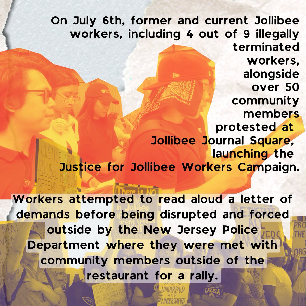 We are one step closer to JUSTICE‼️ The National Labor Relations Board @nlrbgov officially brought formal charges against @JollibeeUSA for violating federal labor law by illegally terminating 9 New Jersey workers after petitioning for higher wages and better working conditions.