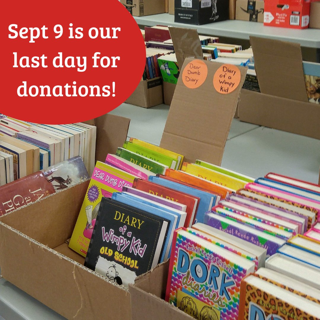 Last day to drop off donations is Saturday, September 9! 📚📚📚📚 We are in need of children's materials, spread the word! fgpl.ca/book-sale-dona…