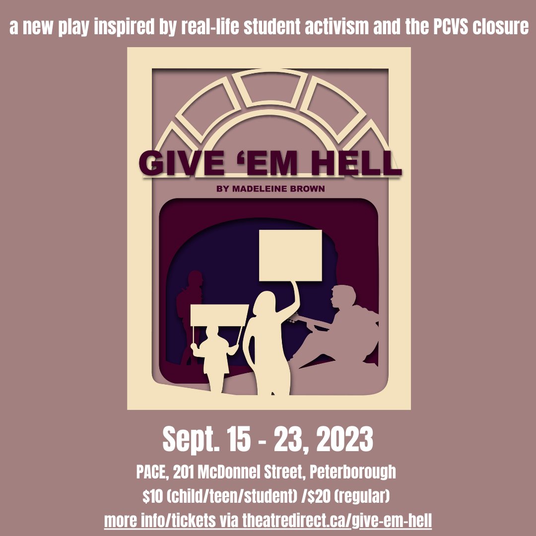 PTBO City Councillors @alexbierk @lalalalachica @MattCrowleyPTBO @LesleyParnell @donvptbo @GaryBaldwin705: join us for #GiveEmHell?!

#theatre #theatreforyoungaudiences #performingarts #canadiantheatre #peterboroughtheatre #pcvs #activism #schoolclosure #localhistory