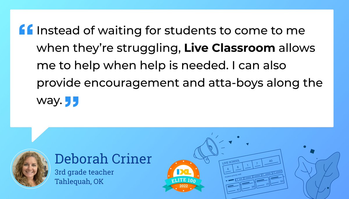 IXLLearning's tweet photo. IXL's Live Classroom is a favorite among many #IXLElite100 teachers!
It shows you what IXL skills your students are practicing in real-time and alerts you when students need your attention!
Have you tried Live Classroom?
If not, check it out here: https://t.co/BVcpU17Tlt https://t.co/xsx9V86XrY