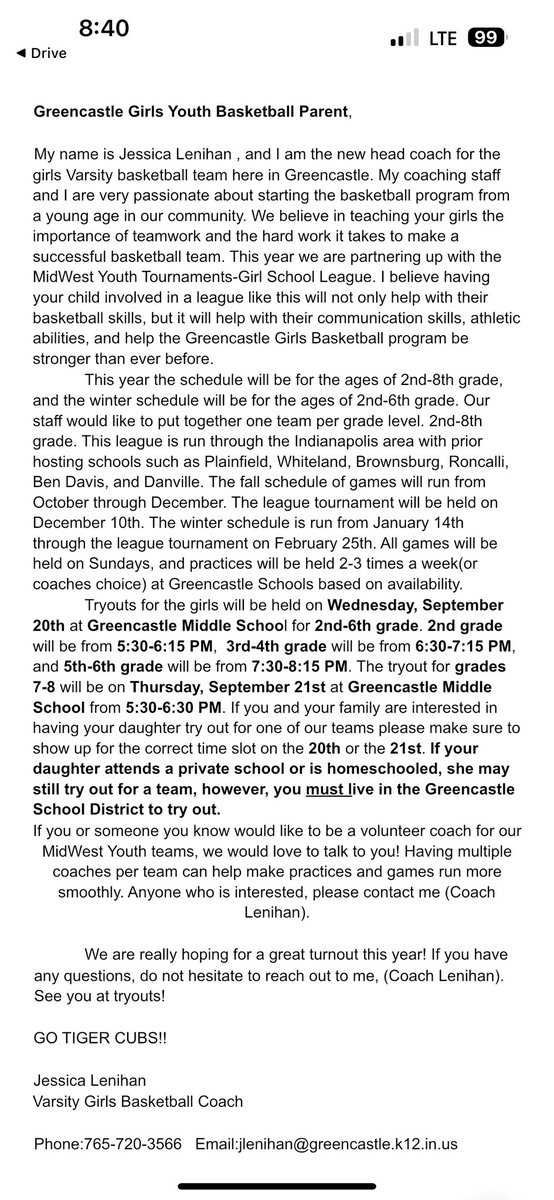 If you have a daughter in grades 2nd-8th, check out this awesome opportunity!! 🏀💜
#youthprogram #GGB #tigercubs