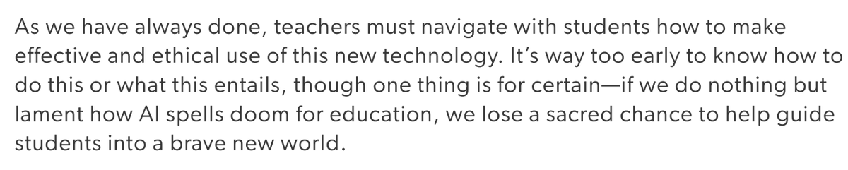 spinedu's tweet photo. Teachers, months later, my advice stands about AI in the classroom. https://t.co/QSwoTKUZX2 @chatgptaitalk @OpenAI @NAISnetwork @writingproject #sschat #isedchat https://t.co/k3dNmZqoyJ