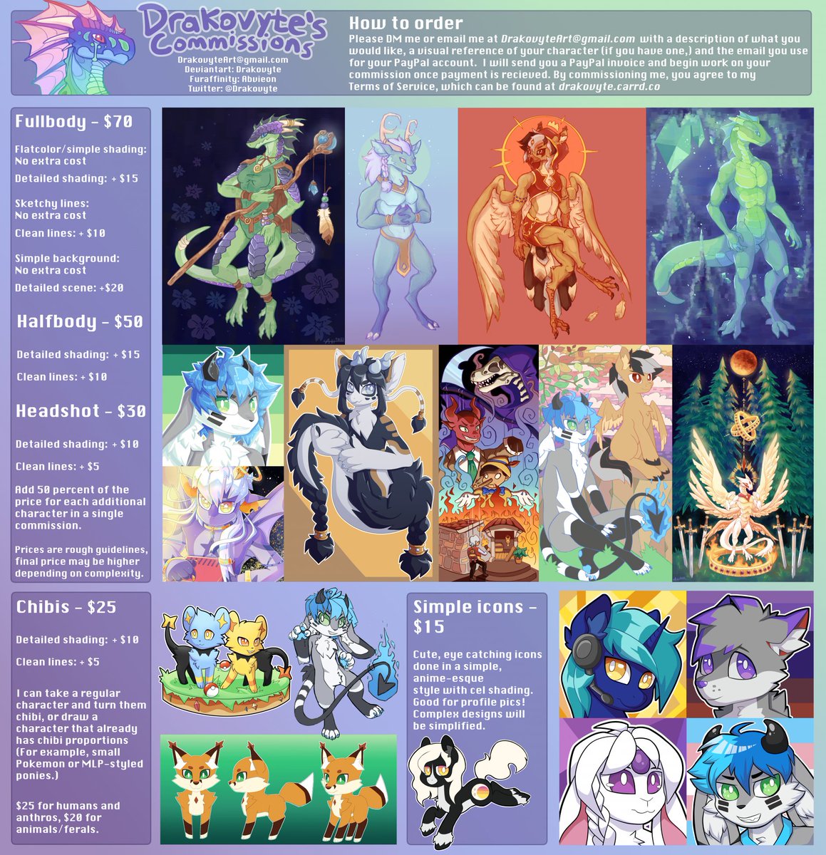 Drakovyte's tweet image. Commissions are open! Updated with lower prices.
🐲DM me or email me at DrakovyteArt@gmail.com
🛸PayPal preferred, but ask me about alternative payment methods if you can't use PayPal.  
💫See my terms of service at drakovyte.carrd.co
#commissionsopen #furrycommunity
