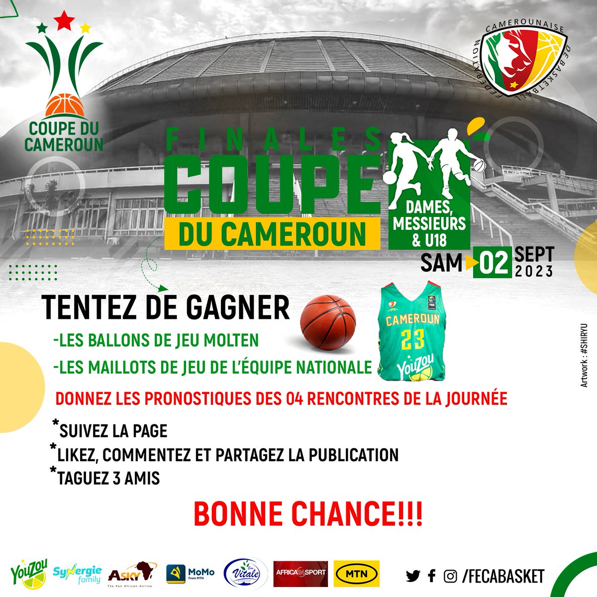 🔮 Predict and WIN! Think you know Cameroon basketball? make your picks Predict Game! Toutlemonde #coupeducameroun2023 #fecabasket #basketball