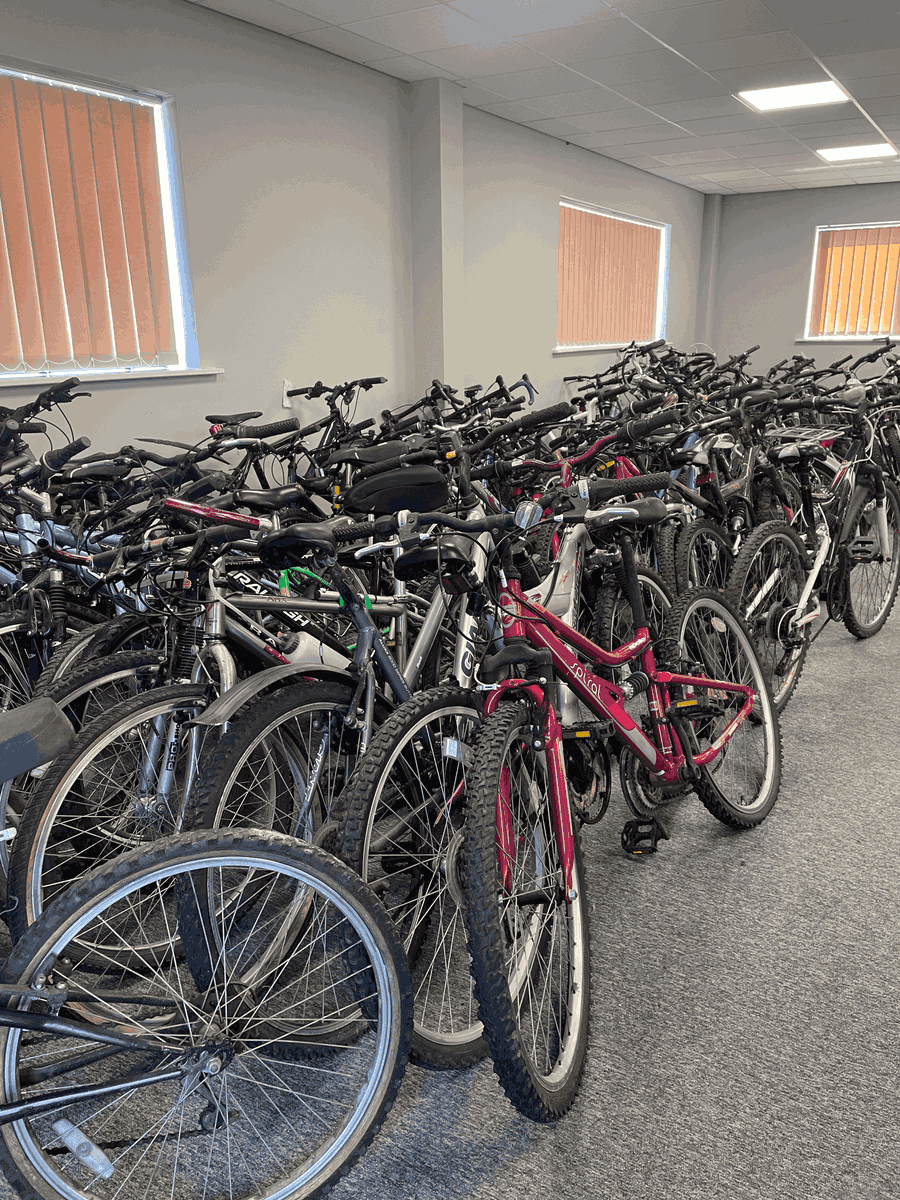Look at all the bikes we have gathered! 🚲

Thank you so much to everyone who has participated! ♻️

This week until Thursday 31st August is your last chance to donate them to a good cause! 

More information on our website: loom.ly/h5NyHPE

#getrecycling #bikereuse