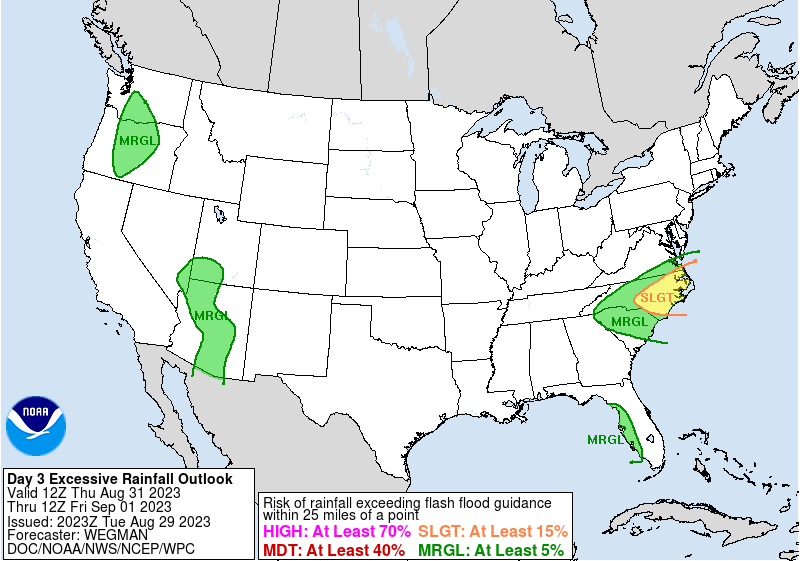 D3
SLGT risk in E US esp #WilmingtonNC, #Durham, #FayettevilleNC, #Raleigh, #ElizabethCity, #DuckNC, #SurfCity, #JacksonvilleNC, #GreenvilleNC, #NewBern, #VirginiaBeach, #Chesapeake, #SuffolkVA, #Norfolk
#Wxtwitter #Tropicswx #HurricaneIdalia #Idalia #NCwx #VAwx #FlashFlood