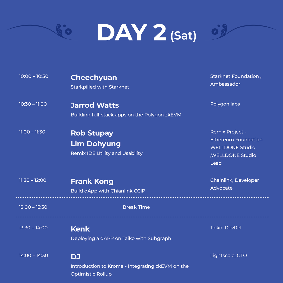 TickerisETH_kr's tweet photo. Education Workshop Schedule: DAY2
You can download the entire image https://t.co/ORNPktrtd6
#EthconKorea2023 https://t.co/yOSz847w37