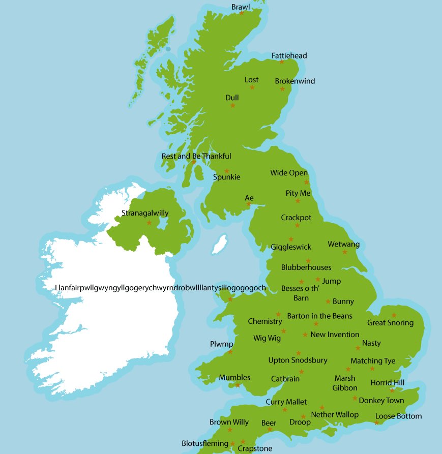 NoContextBrits's tweet image. What’s the oddest place name in the UK?